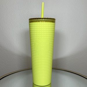 Starbucks Yellow Lemon Drop Disco Grid Soft Touch Tumbler